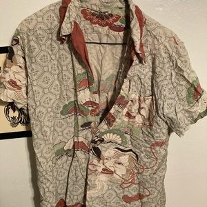 Vintage tiki shirt button down blouse